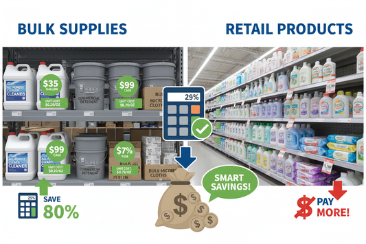 Bulk Cleaning Supplies vs Retail: What Saves More Money for Businesses?